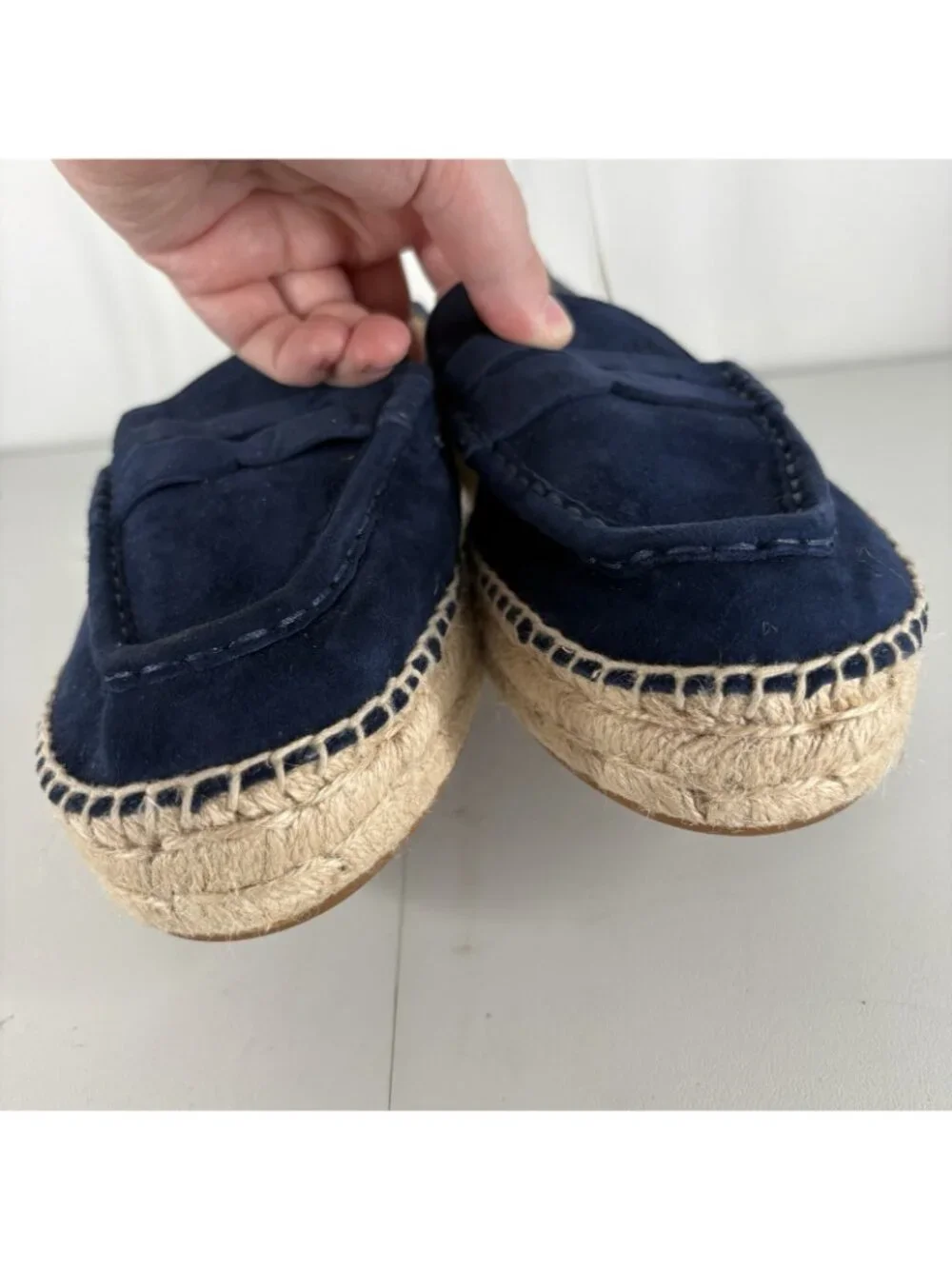 Lauren Ralph Lauren Women 8.5 Navy Blue Suede Luize Espadrille Loafer Flats NWOT